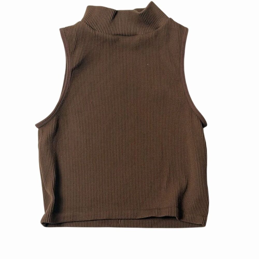 Love Tree Women's Brown Ribbed Halter Tank Top Size S
